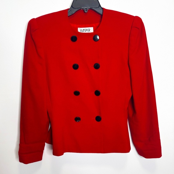 Vintage Kasper for ASL Jacket with Shoulder pads Size 4 - Picture 1 of 4